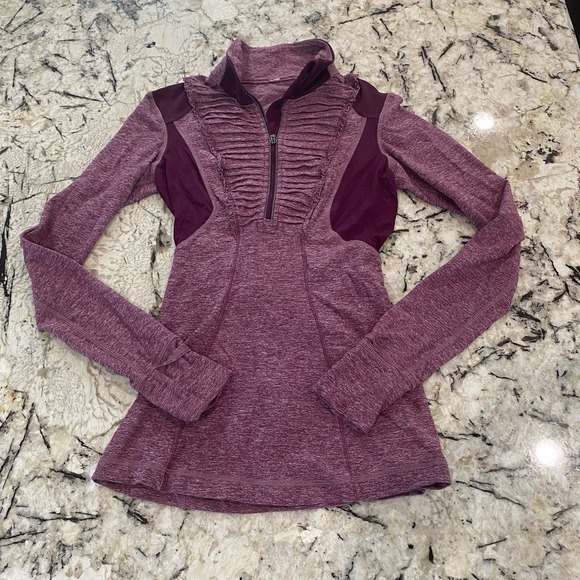 Lululemon Run Your Heart Out Pullover Quarter Zip in Heathered Plum - Picture 2 of 10